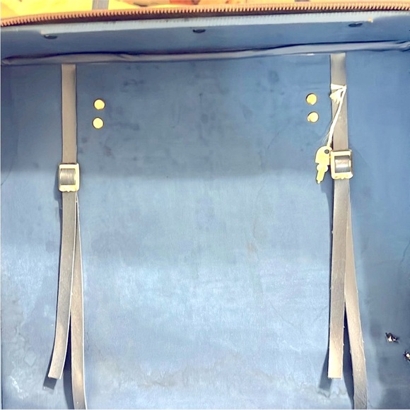 Vintage 1960’s Train Case Suitcase Floral Key & Lock Blue Pink Green Roses - Picture 8 of 8